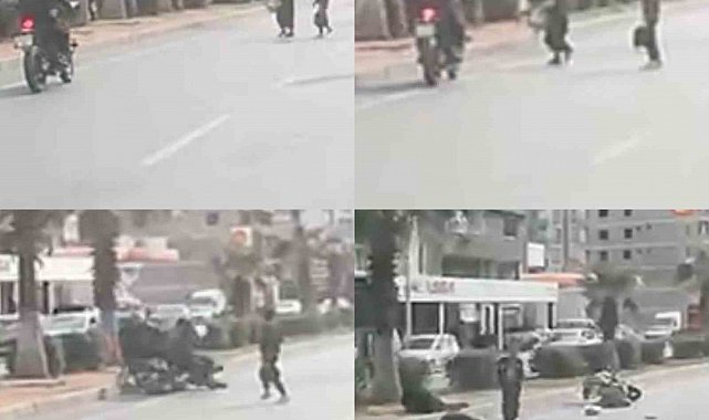 Motosiklet yayaya çarptı, o anlar araç kamerasına yansıdı: 2 yaralı