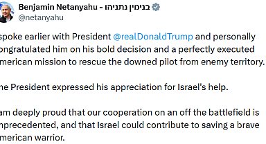 Netanyahu'dan Trump'a kurtarma operasyonu tebriği