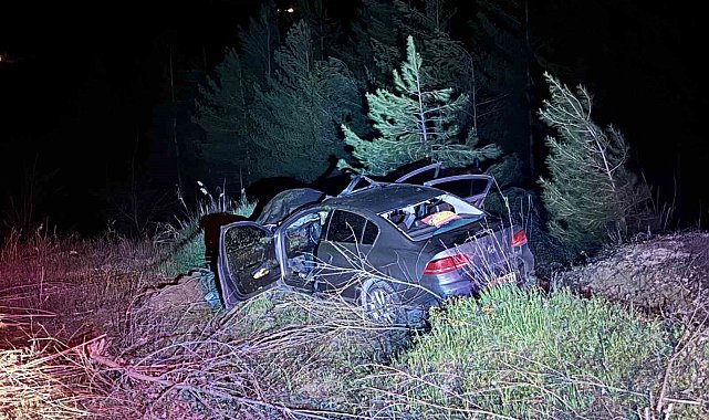 Otomobil kara yoluna çıkan ata çarptı: 3 yaralı