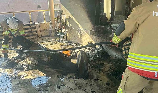 Reyhanlı'da evin balkonundan alevler yükseldi