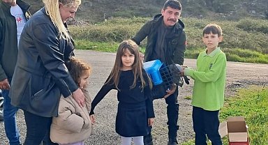 Sinop'ta minik öğrenciden yaralı güvercine şefkat eli