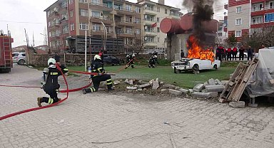 Sorgun itfaiyesi yangın tatbikatında tam not aldı