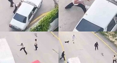 Taşlarla araçlara saldırdılar: Kavga anları kamerada