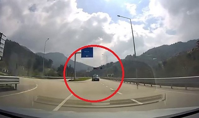 Ters yönden gelen araç faciayı böyle teğet geçti