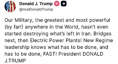 Trump'tan İran'a uyarı: "Sırada köprüler, ardından elektrik santralleri var"