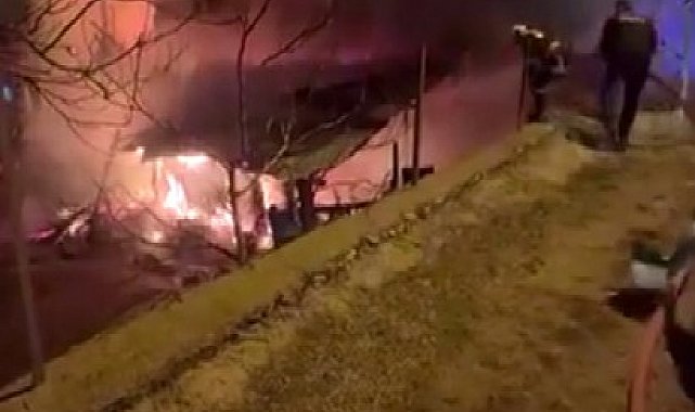 Tufanbeyli'de çıkan yangında ev ve ahır küle döndü