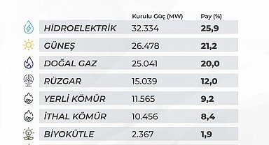 Türkiye'nin elektrik kurulu gücü 125 bin megavatı aştı