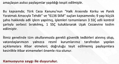 Uşak'ta asılsız paylaşımlara yönelik 1 şüpheli tutuklandı