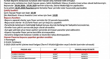 Uşak'ta kurban satış yerleri belli oldu