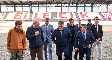 Vali Sözer yeni stadyum inşaatında ve spor salonunda incelemelerde bulundu