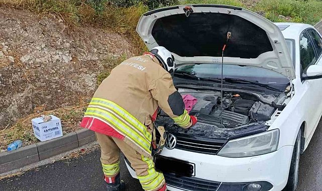 Arsuz'da otomobilin motoruna giren kediler kurtarıldı