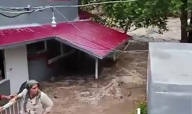 Aşırı yağışla birlikte taşan dere evleri su altında bıraktı