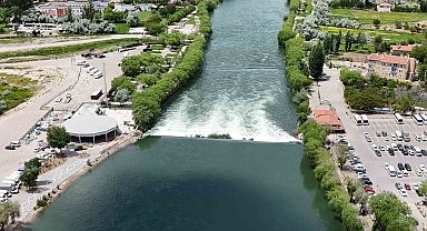 Aşırı yağışlar nedeniyle su seviyesi yükselen Kızılırmak dron ile görüntülendi