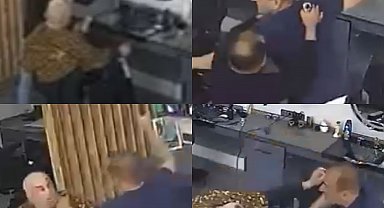 Berberde tıraş olan şahsa satırla saldırmıştı, o anların görüntüsü ortaya çıktı