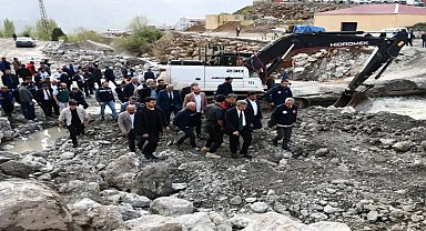 Beytüşşebap'taki sel bölgesinde inceleme