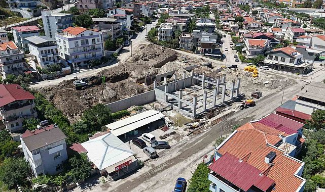 Dikili'nin yeni itfaiye binası hızla yükseliyor