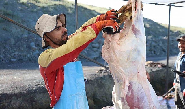 Elazığ'da bayram namazını kılan vatandaşlar kurbanlarını kesti