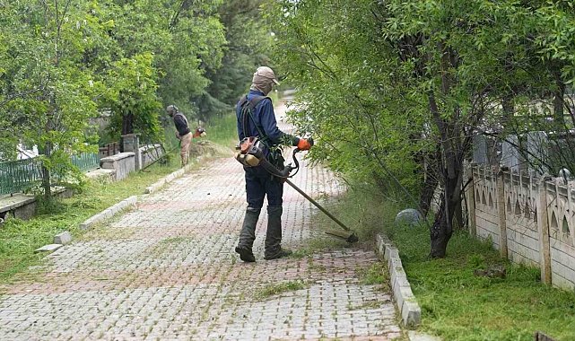 Elazığ'da Kurban Bayramı öncesinde, mezarlıklarda temizlik çalışmaları sürüyor