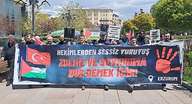 Erzurum'da sağlıkçılar 132'nci kez Gazze için yürüdü