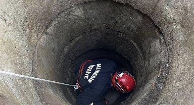Gönen'de 6 metrelik kuyuya düşen koyun operasyonla kurtarıldı