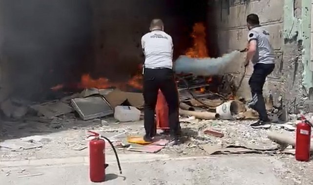 Hastane inşaatında ki yangını güvenlik görevlileri engelledi