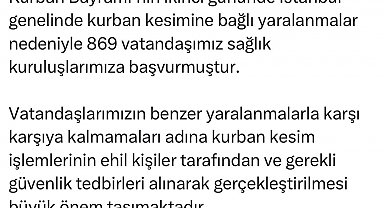 İstanbul İl Sağlık Müdürü Güner: "Kurban kesimine bağlı 869 vatandaşımız sağlık kuruluşlarımıza başvurmuştur"