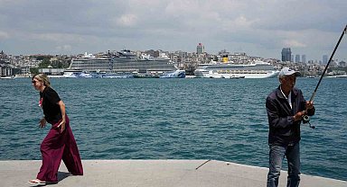 İstanbul'da dev kruvaziyer yoğunluğu havadan görüntülendi