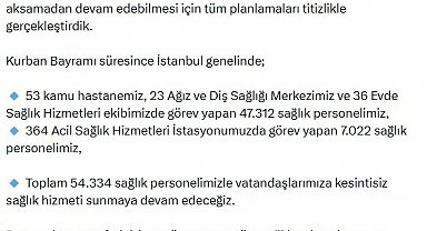 İstanbul'da Kurban Bayramı'nda 54 bin 334 personel görev yapacak