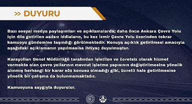İzmir Çevre Yolu'nun ücretli hale getirileceği iddialarına yalanlama