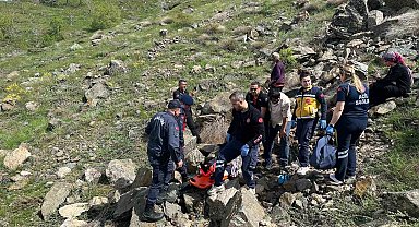 Kayalıklardan düşen yaşlı kadın kurtarıldı