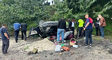 Kediye çarpmamak için manevra yapınca araç plaja uçtu: 4 yaralı