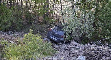 Kontrolden çıkan otomobil Harşit Çayı'nın kenarında durabildi