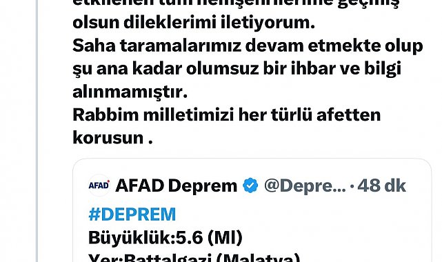 Malatya Valisi Yavuz'dan deprem açıklaması