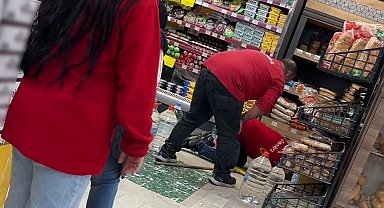 Markete giren fare paniğe neden oldu