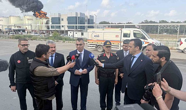 Mersin Valisi Toros: "Önceliğimiz yangının diğer tanklara sıçramasını önlemek"