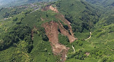 Ordu'da heyelan bölgesi havadan görüntülendi: Dağ aşağı kaydı, 400 dönüm alan etkilendi