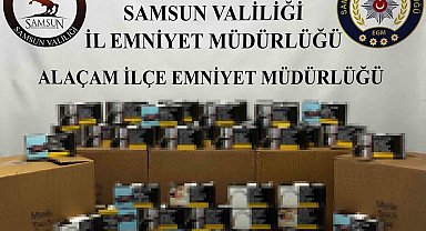 Samsun'da 50 bin adet dolu makaron ele geçirildi