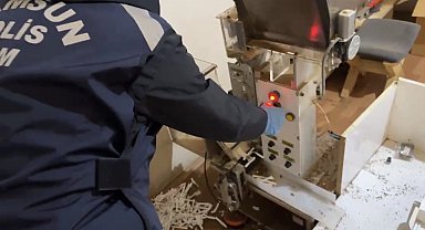 Samsun'da kaçak sigara imalathanesine baskın