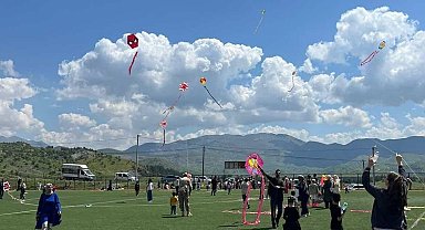 Siirt'te öğrenciler uçurtma şenliğinde gökyüzünü renklendirdi