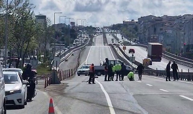 Silivri'de yola dökülen vidalar nedeniyle sürücüler zor anlar yaşadı