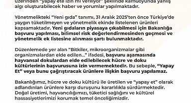 Tarım ve Orman Bakanlığı: "Türkiye sınırları içinde yapay et üretimi ve tüketimi söz konusu değildir"