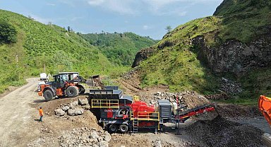 Terme'de kurulan kurulan taş ocağı üretime başladı
