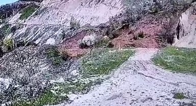 Tokat'ta heyelan güvenlik kamerasına yansıdı