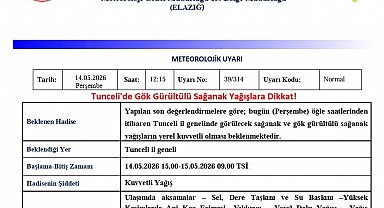 Tunceli için sağanak yağış uyarısı