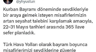 Türk Hava Yolları, Kurban Bayramı tatili için 365 ilave sefer planladı