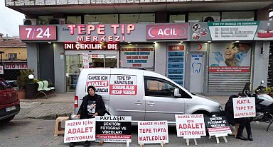 Ümraniye'de takılan serum sonrası hayatını kaybeden genç kızın ailesinden tıp merkezi önünde eylem