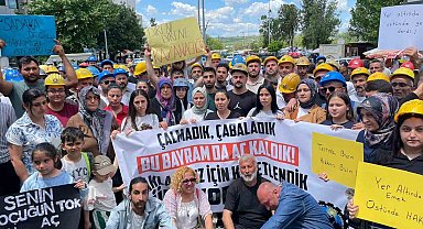 Uzunköprü'de 6 gündür eylem yapan madenciler aileleriyle birlikte yürüdü