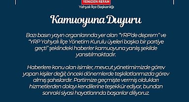 YRP Kayseri İl Başkanlığı'ndan kamuoyu açıklaması