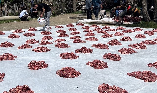 Yüksekova'da 100 yıllık gelenek: 140 kurban kesildi, etler tüm köye eşit dağıtıldı
