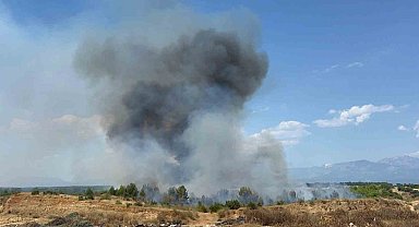 Aksu'da orman yangınına havadan ve karadan müdahale